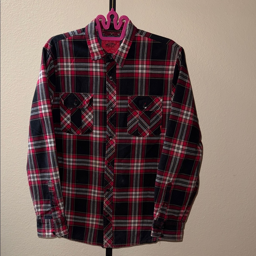 Vans Saxon Men's Quilted Lined Shirt Jacket Red, White and Black Men’s Size M